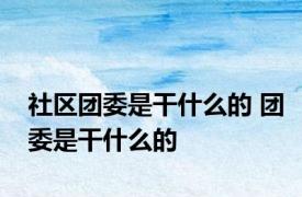 社区团委是干什么的 团委是干什么的