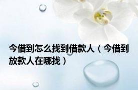 今借到怎么找到借款人（今借到放款人在哪找）