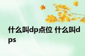 什么叫dp点位 什么叫dps