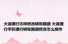 大连银行怎样修改转账限额 大连银行手机银行转账限额修改怎么操作