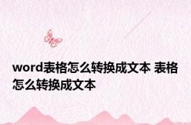 word表格怎么转换成文本 表格怎么转换成文本