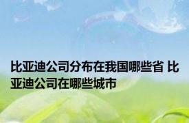 比亚迪公司分布在我国哪些省 比亚迪公司在哪些城市