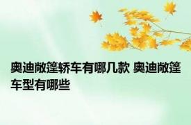 奥迪敞篷轿车有哪几款 奥迪敞篷车型有哪些