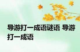导游打一成语谜语 导游打一成语