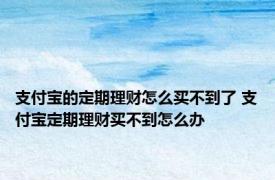 支付宝的定期理财怎么买不到了 支付宝定期理财买不到怎么办