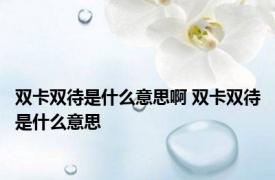 双卡双待是什么意思啊 双卡双待是什么意思