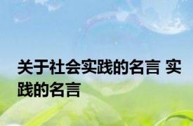 关于社会实践的名言 实践的名言