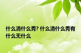 什么清什么秀? 什么清什么秀有什么无什么