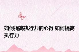 如何提高执行力的心得 如何提高执行力