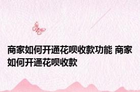 商家如何开通花呗收款功能 商家如何开通花呗收款