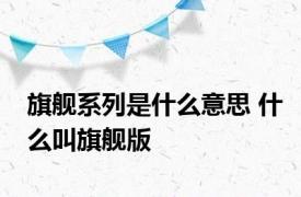 旗舰系列是什么意思 什么叫旗舰版