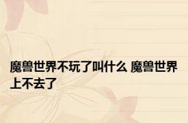 魔兽世界不玩了叫什么 魔兽世界上不去了 