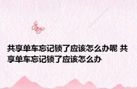 共享单车忘记锁了应该怎么办呢 共享单车忘记锁了应该怎么办