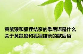 黄鼠狼和狐狸结亲的歇后语是什么 关于黄鼠狼和狐狸结亲的歇后语
