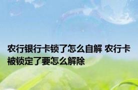 农行银行卡锁了怎么自解 农行卡被锁定了要怎么解除