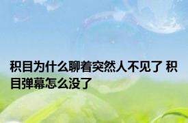 积目为什么聊着突然人不见了 积目弹幕怎么没了