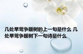 几处早莺争暖树的上一句是什么 几处早莺争暖树下一句诗是什么