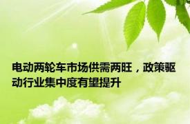 电动两轮车市场供需两旺，政策驱动行业集中度有望提升