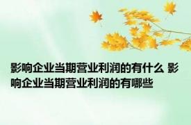 影响企业当期营业利润的有什么 影响企业当期营业利润的有哪些