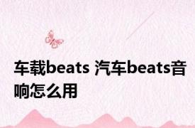 车载beats 汽车beats音响怎么用