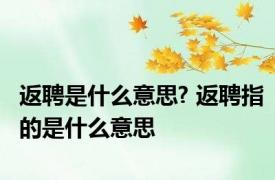 返聘是什么意思? 返聘指的是什么意思