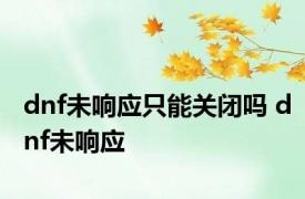dnf未响应只能关闭吗 dnf未响应 