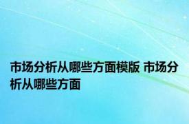 市场分析从哪些方面模版 市场分析从哪些方面