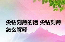 尖钻刻薄的话 尖钻刻薄怎么解释