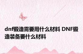 dnf锻造需要用什么材料 DNF锻造装备要什么材料