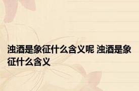 浊酒是象征什么含义呢 浊酒是象征什么含义