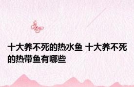 十大养不死的热水鱼 十大养不死的热带鱼有哪些