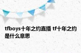 tfboys十年之约直播 tf十年之约是什么意思