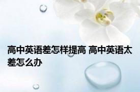 高中英语差怎样提高 高中英语太差怎么办
