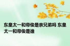 东皇太一和帝俊是亲兄弟吗 东皇太一和帝俊是谁