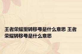 王者荣耀里转移号是什么意思 王者荣耀转移号是什么意思