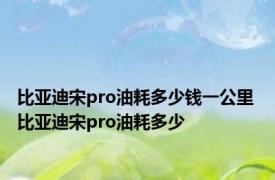 比亚迪宋pro油耗多少钱一公里 比亚迪宋pro油耗多少