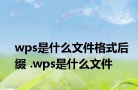 wps是什么文件格式后缀 .wps是什么文件