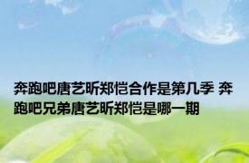 奔跑吧唐艺昕郑恺合作是第几季 奔跑吧兄弟唐艺昕郑恺是哪一期