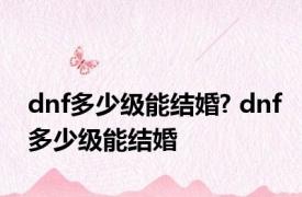 dnf多少级能结婚? dnf多少级能结婚