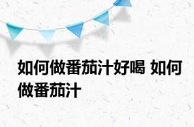 如何做番茄汁好喝 如何做番茄汁