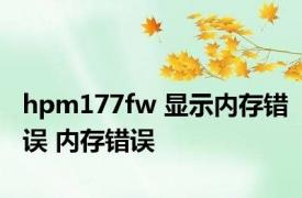 hpm177fw 显示内存错误 内存错误 