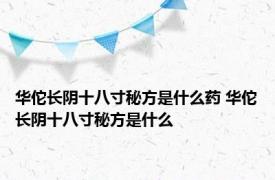 华佗长阴十八寸秘方是什么药 华佗长阴十八寸秘方是什么