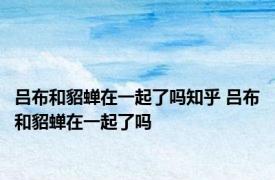 吕布和貂蝉在一起了吗知乎 吕布和貂蝉在一起了吗