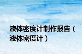 液体密度计制作报告（液体密度计）
