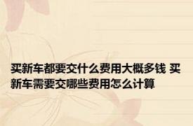 买新车都要交什么费用大概多钱 买新车需要交哪些费用怎么计算