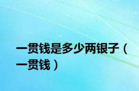 一贯钱是多少两银子（一贯钱）