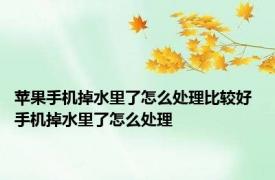 苹果手机掉水里了怎么处理比较好 手机掉水里了怎么处理