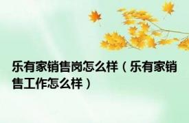 乐有家销售岗怎么样（乐有家销售工作怎么样）