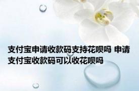 支付宝申请收款码支持花呗吗 申请支付宝收款码可以收花呗吗