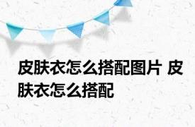 皮肤衣怎么搭配图片 皮肤衣怎么搭配